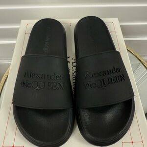 Alexander McQueen Black Embossed Slides size 37.5